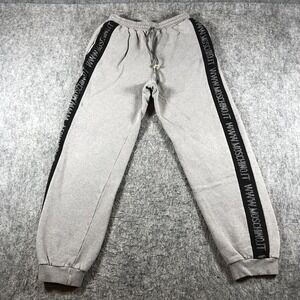 Moschino Jeans Sweatpants‎ Mens L Gray Side Stripe Logo Tape Italy